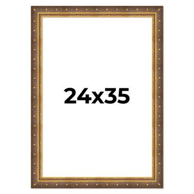 24x35 Frame Vintage Gold Solid Wood Picture Frame | 2.5 Inch Moulding