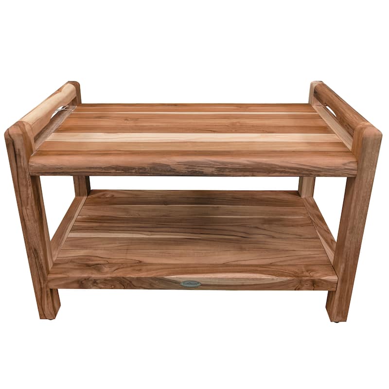 EcoDecors Eleganto EarthyTeak 30" Teak Shower Bench, LiftAide Arms