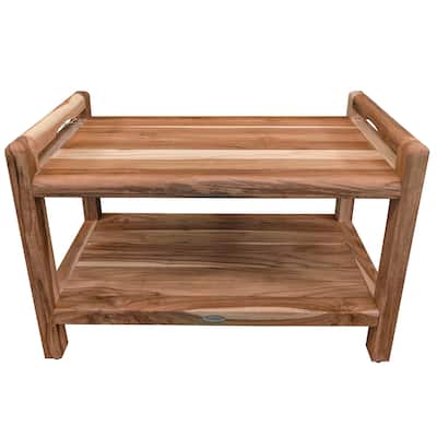 EcoDecors Eleganto EarthyTeak 30" Teak Shower Bench, LiftAide Arms