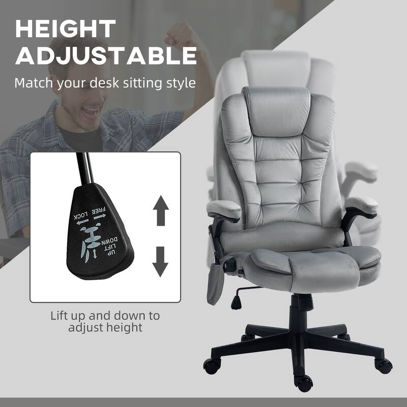 Height Adjustable Massage Office Chair with Lumbar Heating and 6 Vibration Points Swivel Wheels - 25.5"W x 28"D x 43.25"-47.25"H