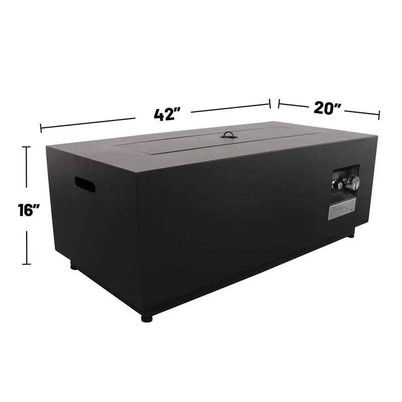 Steel Outdoor Fire Pit Table with Wind Sheild in Black