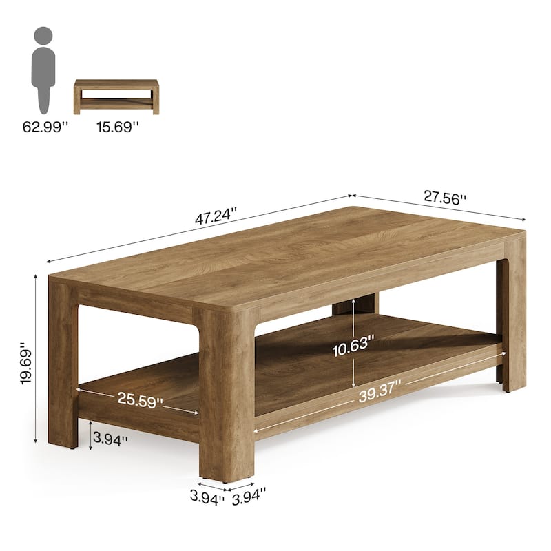 47.24" Rectangle Coffee Table for Living Room