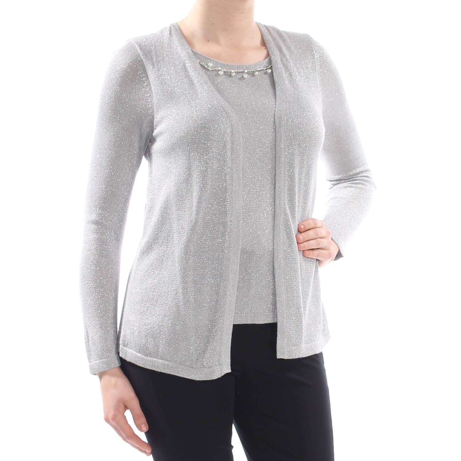 womens silver cardigan