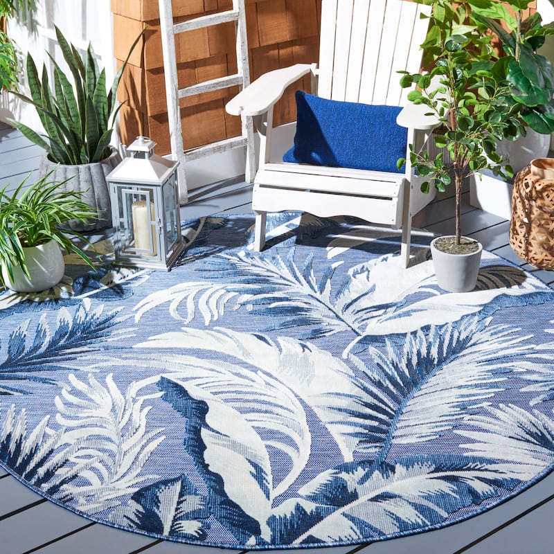 SAFAVIEH Cabana Zhuldyz Indoor/ Outdoor Waterproof Rug - 6'5" Round - Black/Grey