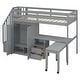 preview thumbnail 13 of 18, Twin Size Loft Bed with Stairs, Bookshelf, Drawers,Desk & Wardrobe - Gray