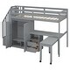 preview thumbnail 33 of 58, Twin Size Multifunctional Loft Bed with Wardrobe With Shelves,A Side Desk With 2 Drawers,A Movable Table