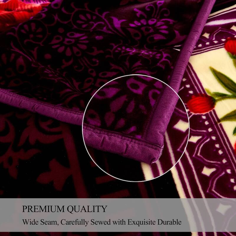 Heavy Crafted Thick Floral 9-pound Winter Fleece Blanket 85"x95"