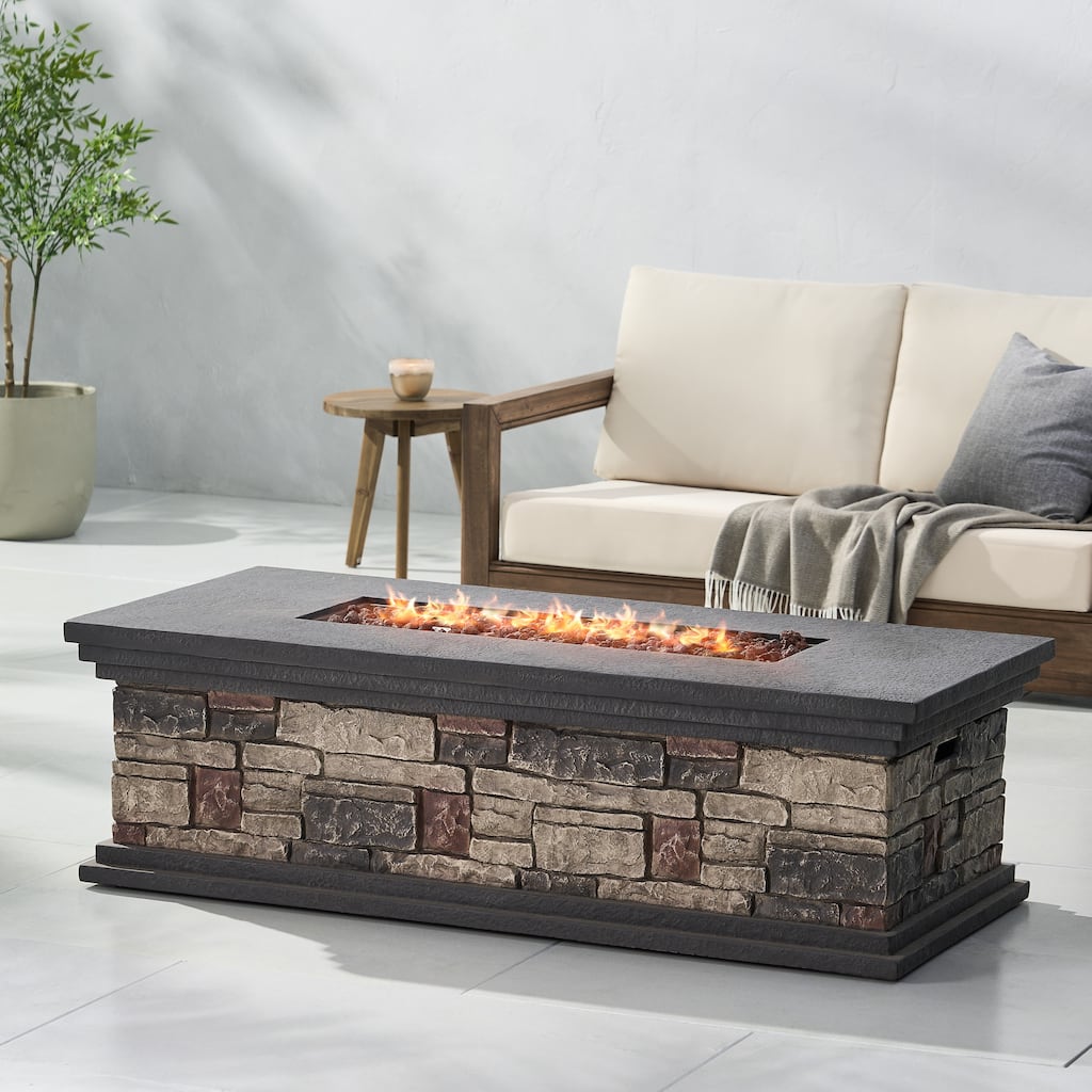 Chesney Outdoor 50,000 BTU Lightweight Concrete Rectangular Fire Pit (No Tank Holder) by Christopher Knight Home