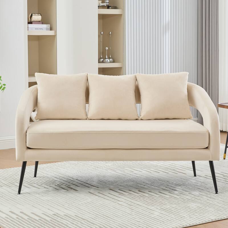 53.7" W Loveseat Sofa with 2 Accent Chair,3-Piece Living Room Furniture Sets with Pillows and Metal Legs
