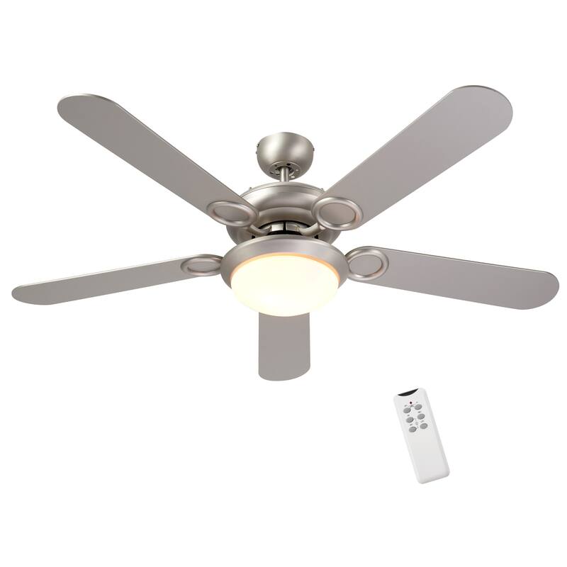 CO-Z 52" 5-Blade Reversible Ceiling Fan with LED Light and Remote - Nickel