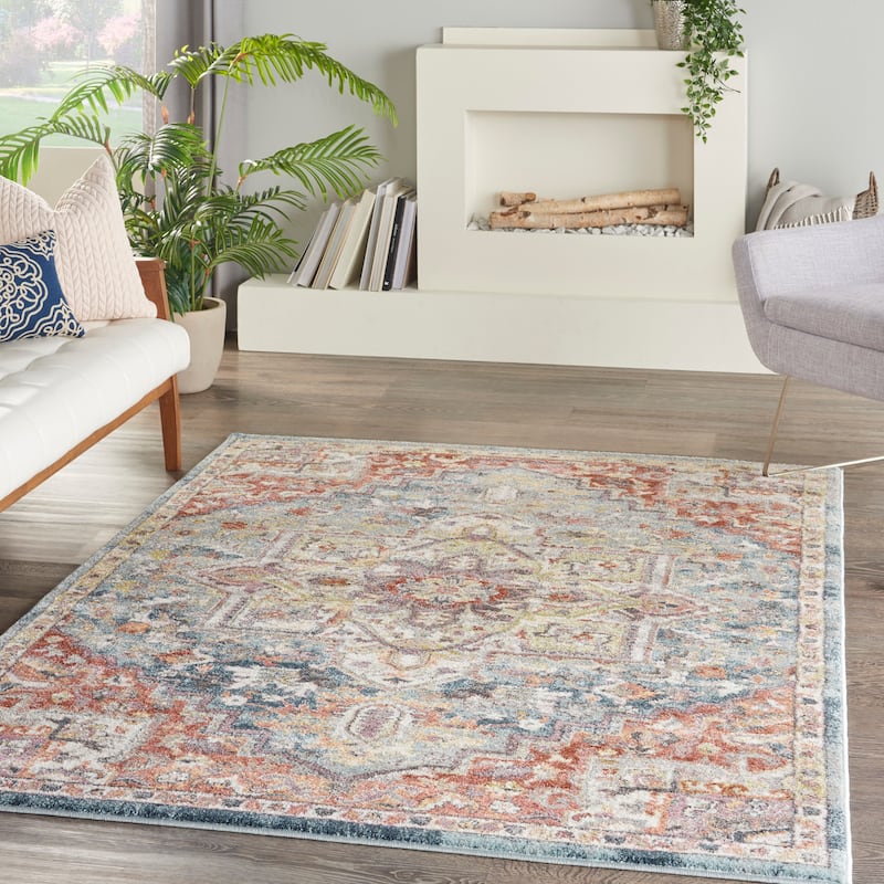 Nourison Soraya Modern Persian Medallion Area Rug - 5'3" x 7'3" - Blue/Multicolor - Rectangle