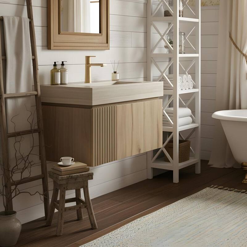 Mondern Floating Bathroom Vanity with 1 Pre-drilled Faucet Holes