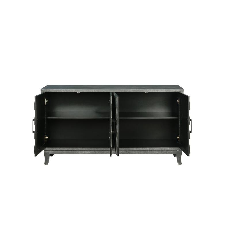 Elegent Lacquered Accent Storage 4 Door Wooden Cabinets