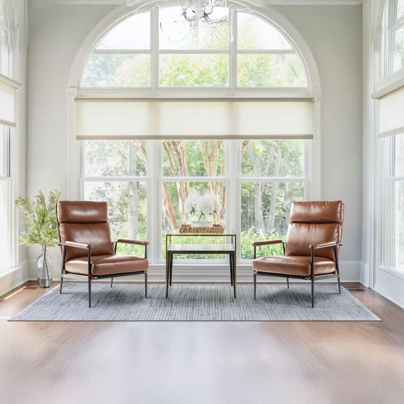 Glitzhome Set of 2 33.75"W Leatherette Armchairs With High Back and Padded Arms - 33.75" W x 39.5" H x 28" D