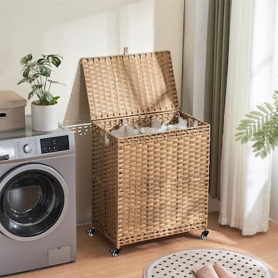Laundry Hamper with Wheels Lid - 25.98"L x 15.75"W x 28.54"H