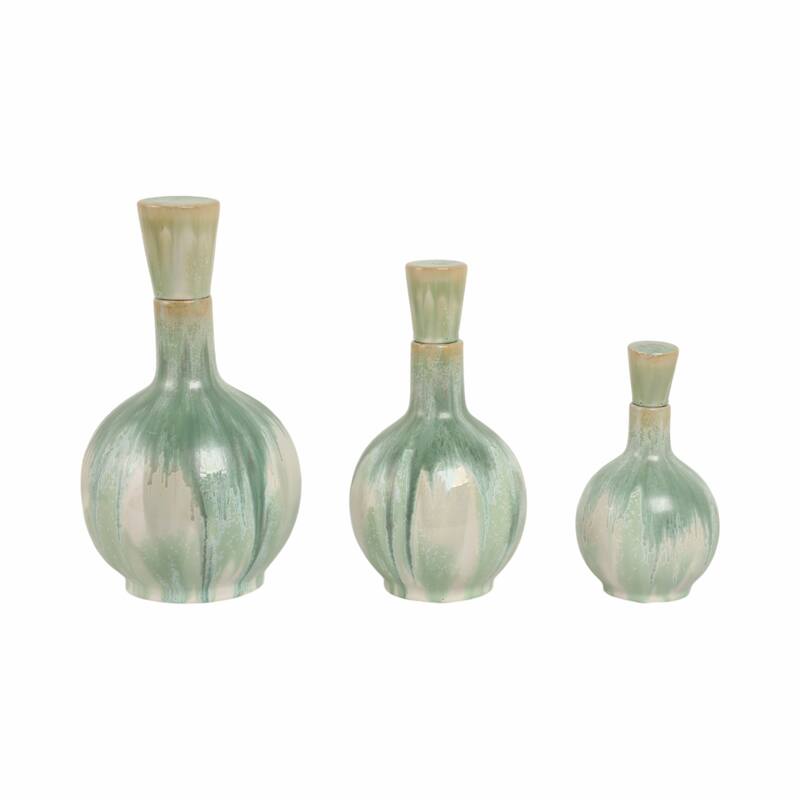 Glazed Ceramic Flower Vases - Set of 3, 14", 12", 9"