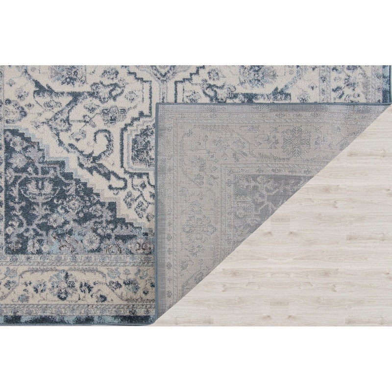Blue Ivory Traditional Persian Area Rug Tapis Living Room