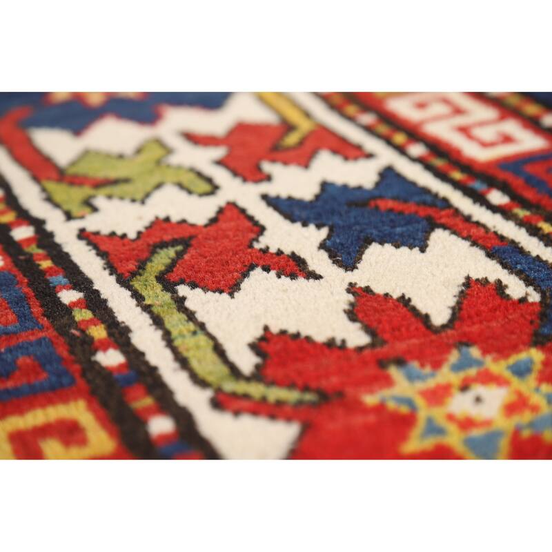 Vegetable Dye Kazak Oriental Antique Area Rug Handmade Wool Carpet - 4'10" x 9'2"