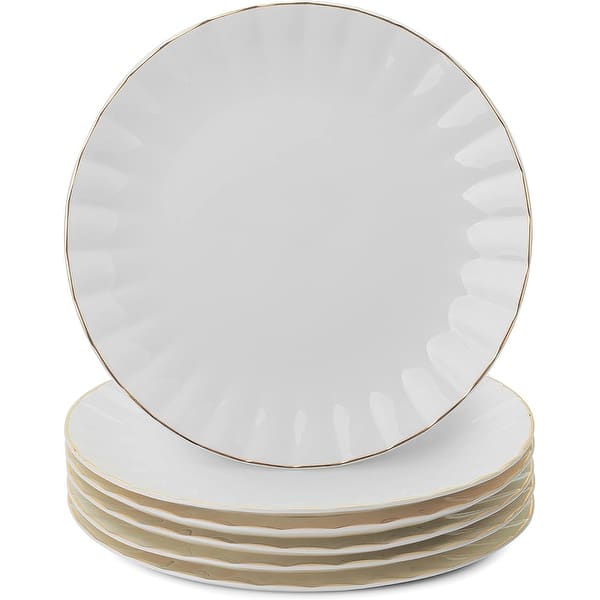 Porcelain Dinner Plates with Gold Trim,10.5 inch, Set of 6 On Sale