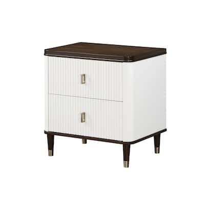 Contemporary Wooden Storage Nightstand,Accent Cabinet with USB and 2 Drawers