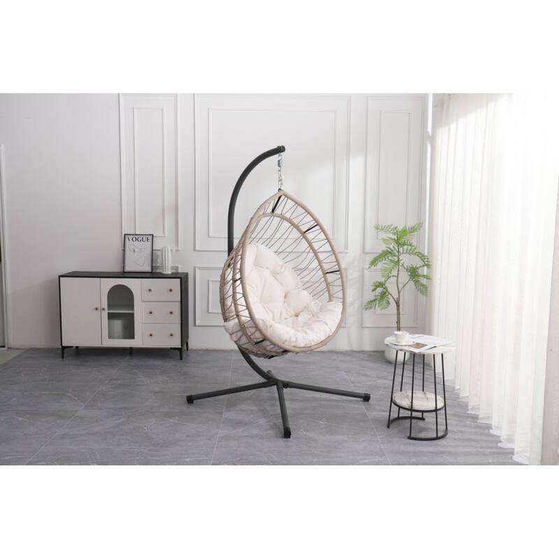 Elegant Outdoor Egg-Shaped Hanging Chair with Stand