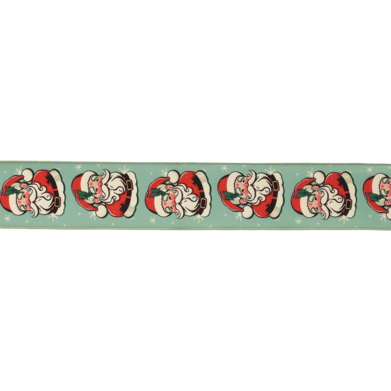 Vintage Santa Wired Ribbon Red Green 2.5 Inch x 10 Yards Set of 2 - 2.5" x 10 Yds. - Green-Red-White
