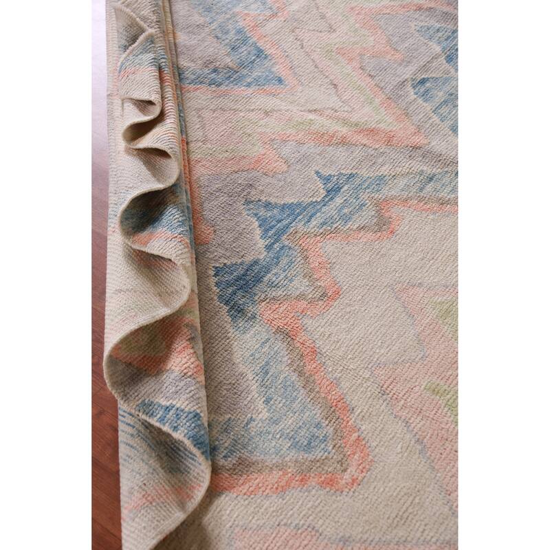 Hand Knotted Oriental 100% Wool Carpet Transitional All-Over Multi-Colored Oushak Area Rug - 10' 0'' X 8' 1''