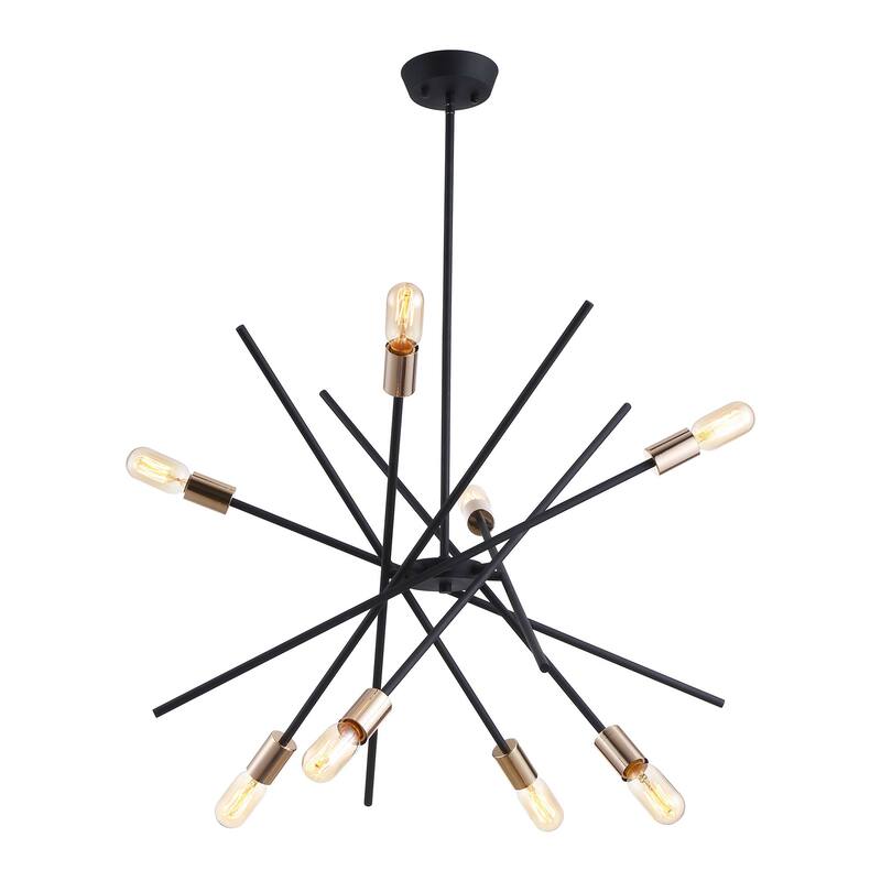 Modern Industrial 8-Light Sand Black and Gold Sputnik Sphere Chandelier - 31.5" W