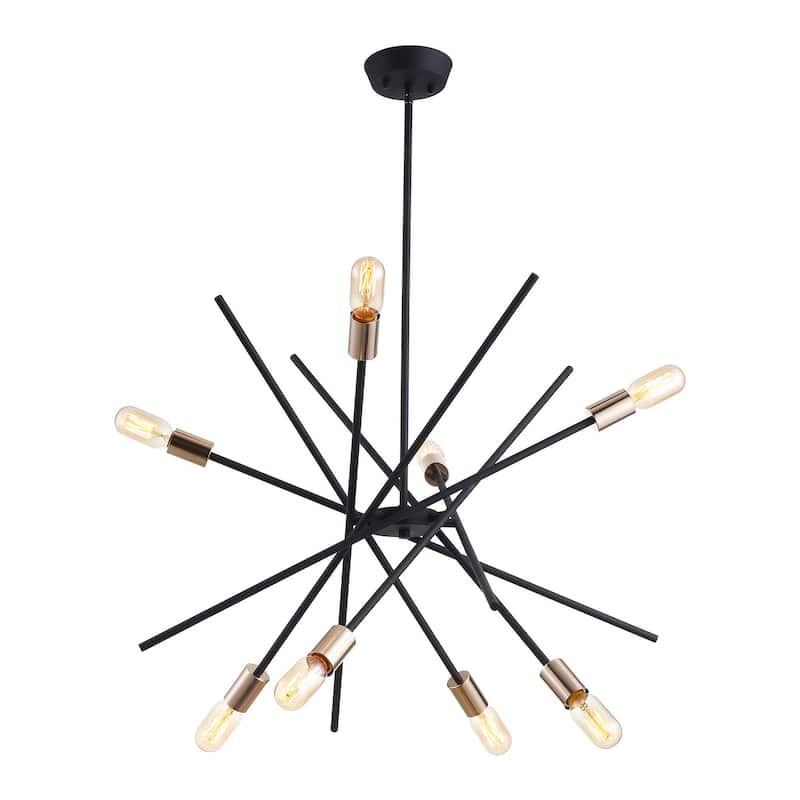 8-Light Sand Black and Golden Sputnik Sphere Chandelier