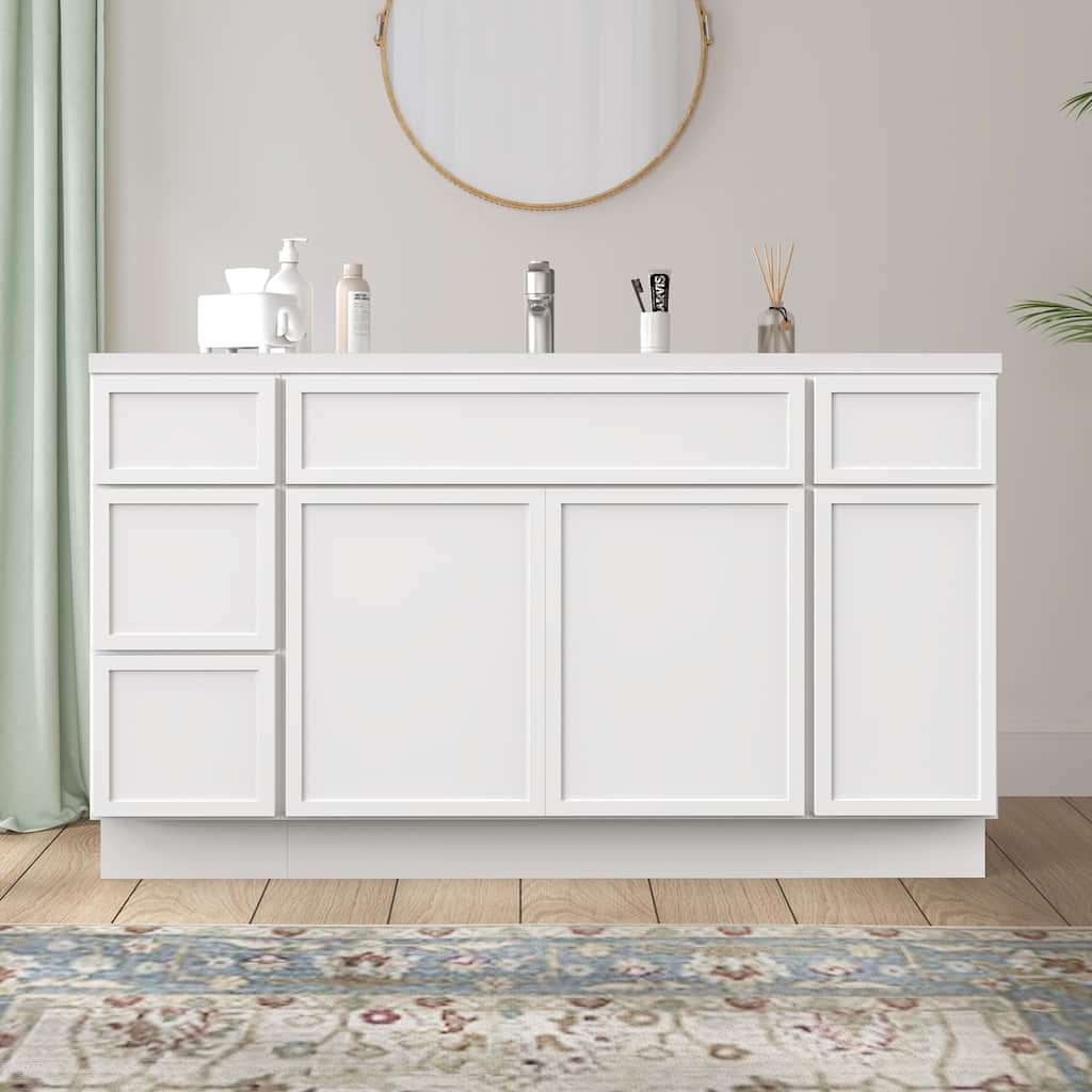 Vanity Art 60" Birch Freestanding Bathroom Vanity Cabinet without Top