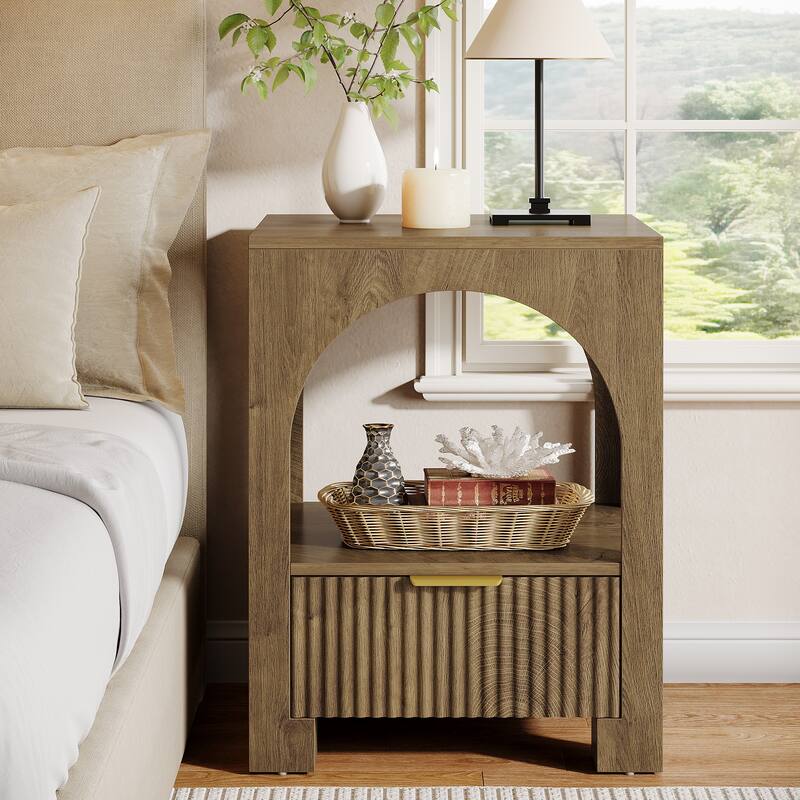 Industrial Nightstand Bedside Table with Drawer for Bedroom