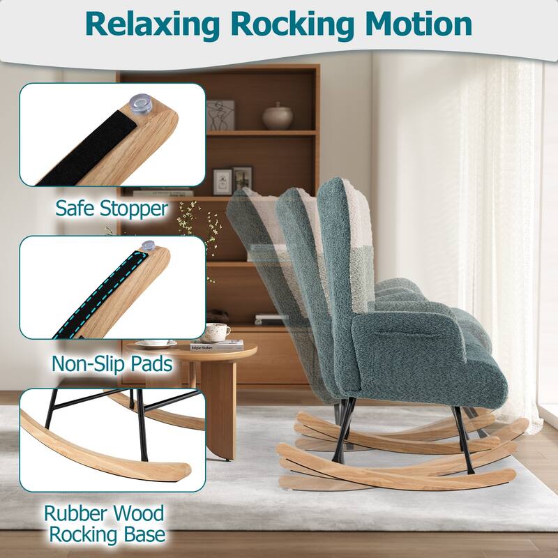 Gymax Nursery Rocking Chair w/ Ergonomic Armrests & High Backrest Side