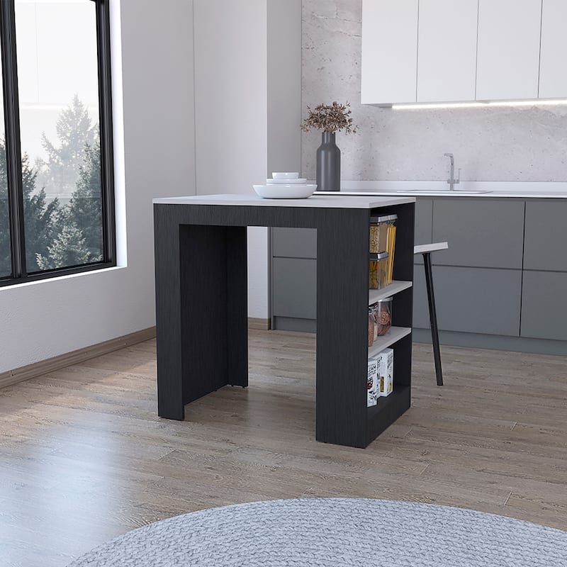 Kitchen Island Doyle, Three Side Shelves
