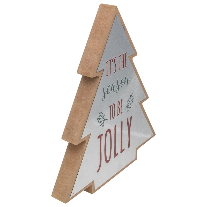 Tree Shaped "It's the Season to be Jolly" Christmas Sign - 10"