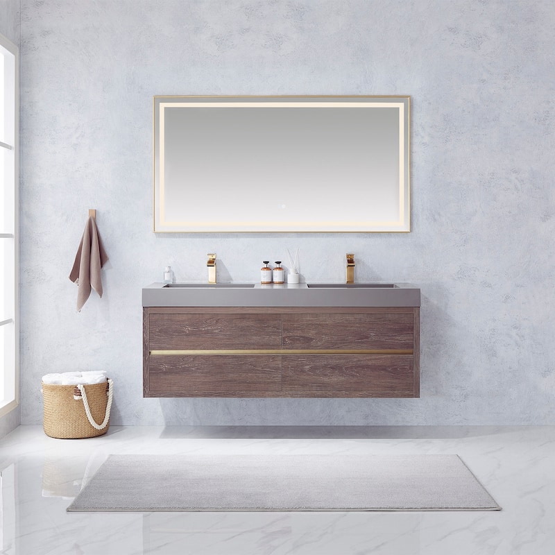 Miseno MV703160M Palencia 60" Wall Mounted Double Basin Vanity Set