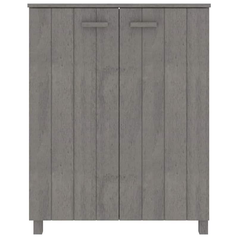Shoe Cabinet, Gray Solid Pine Wood w Block Legs, 4 Shelves, 43 Inch