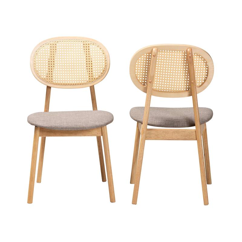 Darrion Mid-Century Modern Fabric and Finished Wood 2-Piece Dining Chair Set