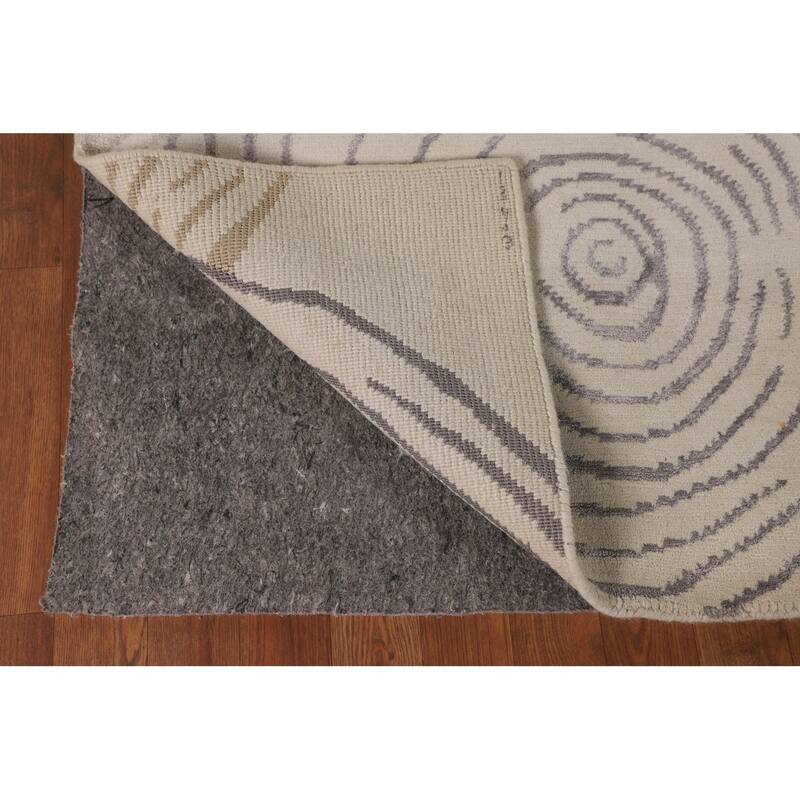 Beige Nepalese Modern Area Rug Handmade Wool Carpet - 6'0" x 8'7"