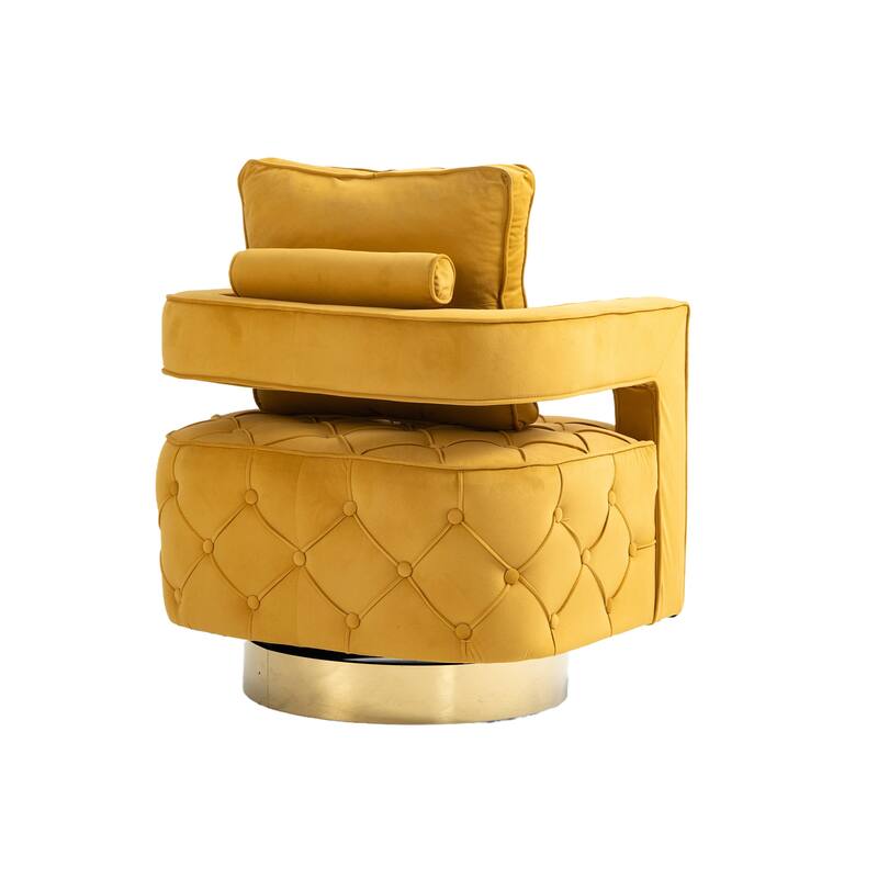 Mid Century 360° Swivel Tufted Accent Armchairs with Velvet Upholstered
