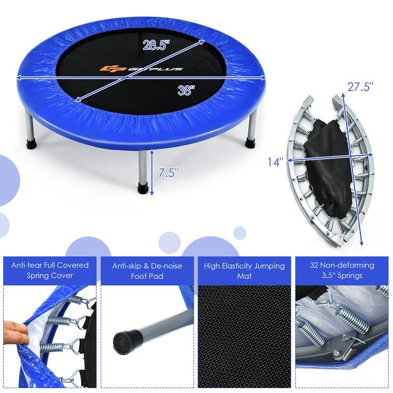 Goplus 38'' Mini Folding Trampoline Portable Recreational Fitness - See Details