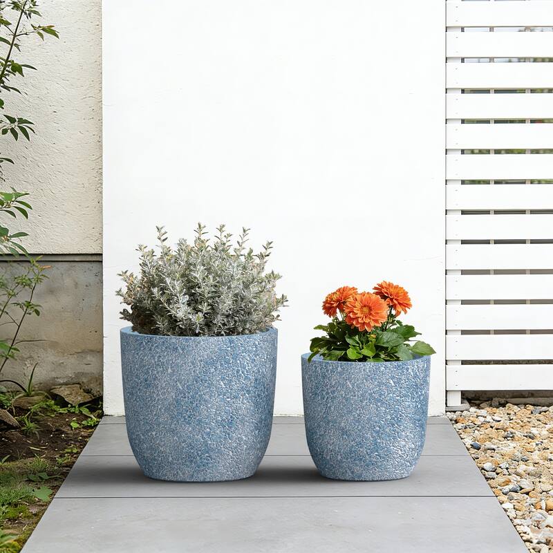 Upgraded Interior Concrete Round Planter with Drainage Holes