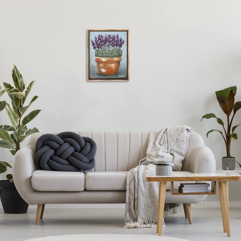 Stupell Potted Lavender Herbs Framed Floater Canvas Wall Art Design By Sara Baker