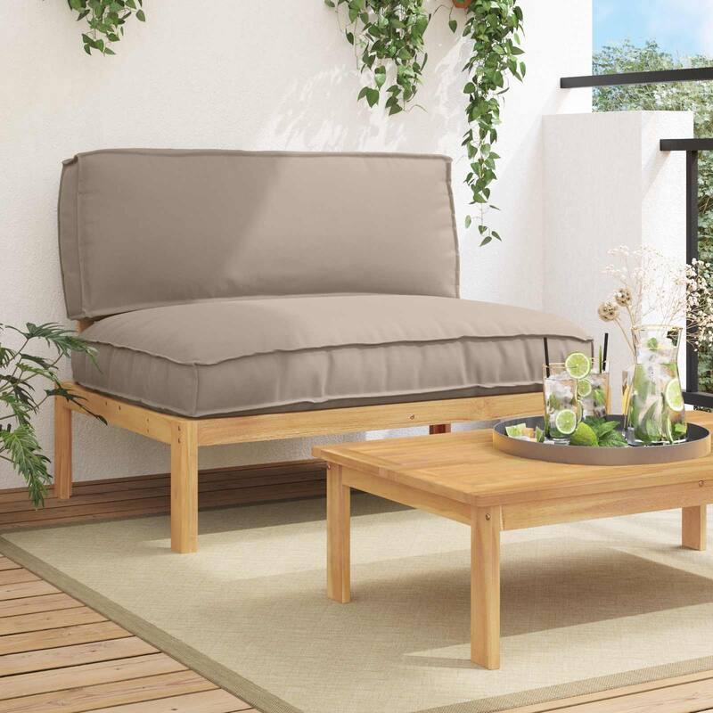 vidaXL Sofa Set in Solid Acacia Wood - Taupe Light brown (3)