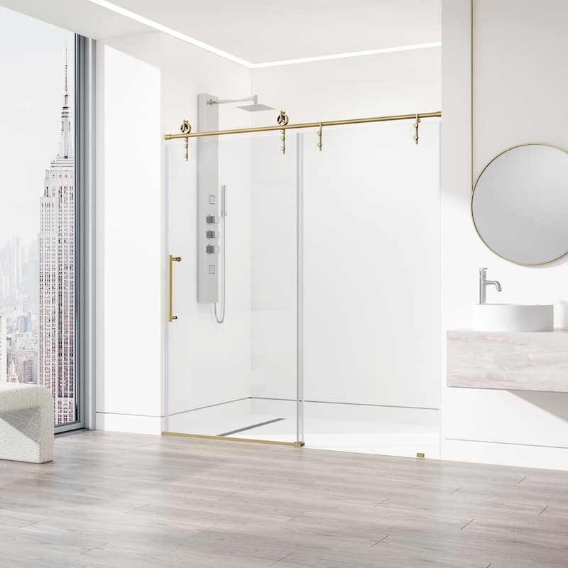 VIGO Hamilton 56" to 60" W x 78" H Frameless Sliding Shower Door