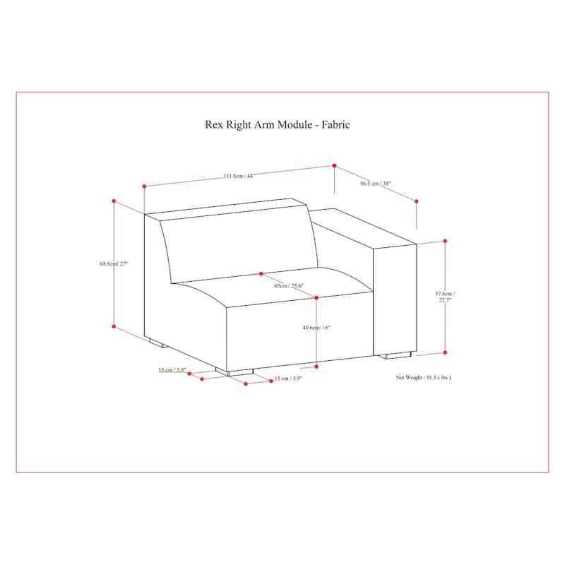 WyndenHall Biggs Right-Arm Sofa Module