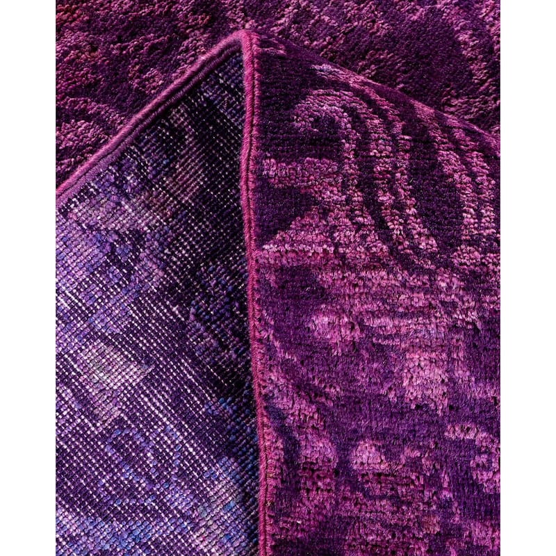 Overton Hand Knotted Wool Vintage Inspired Modern Contemporary Overdyed Purple Area Rug - 6' 0" x 8' 9"