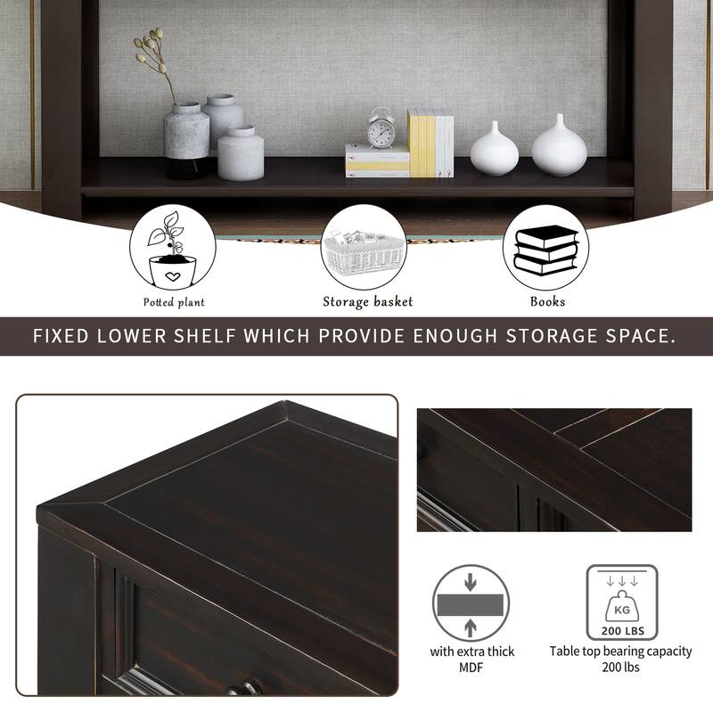 Modern Console Table/Sofa Table with Storage Drawers and Bottom Shelf for Entryway Hallway