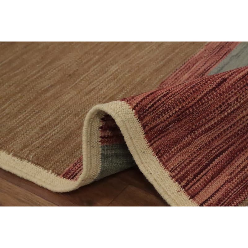 Hand Woven Oriental 100% Wool Carpet Southwestern Tribal Multi-Colored Kilim Area Rug - 6' 6'' X 4' 11''