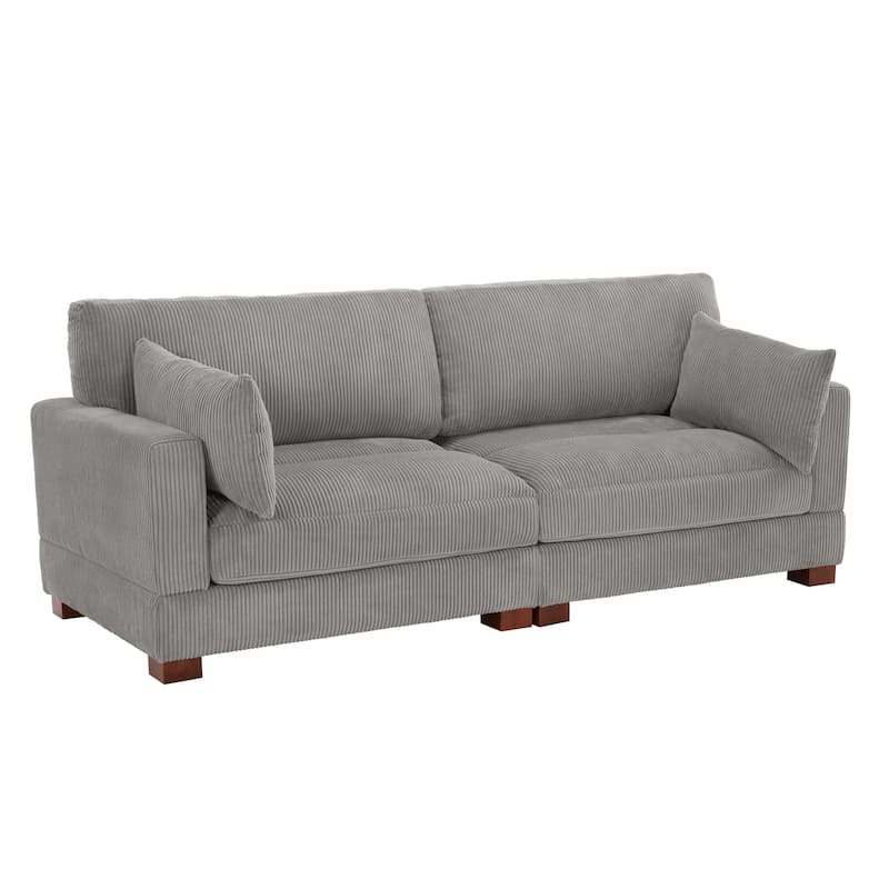 Modern Corduroy Modular Couch Sectional Sofa With Pillows