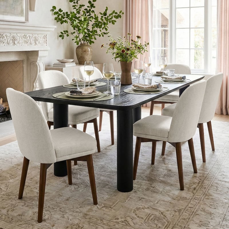 Modern Parsons Dining Chairs with Solid Wood Legs